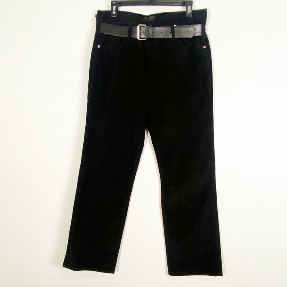 RtA Dexter Black Corduroy Belted Straight Leg Pants - Picture 4 of 11